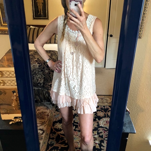 Mystree flirty girly pale peach dress or top, sz L - Picture 3 of 8